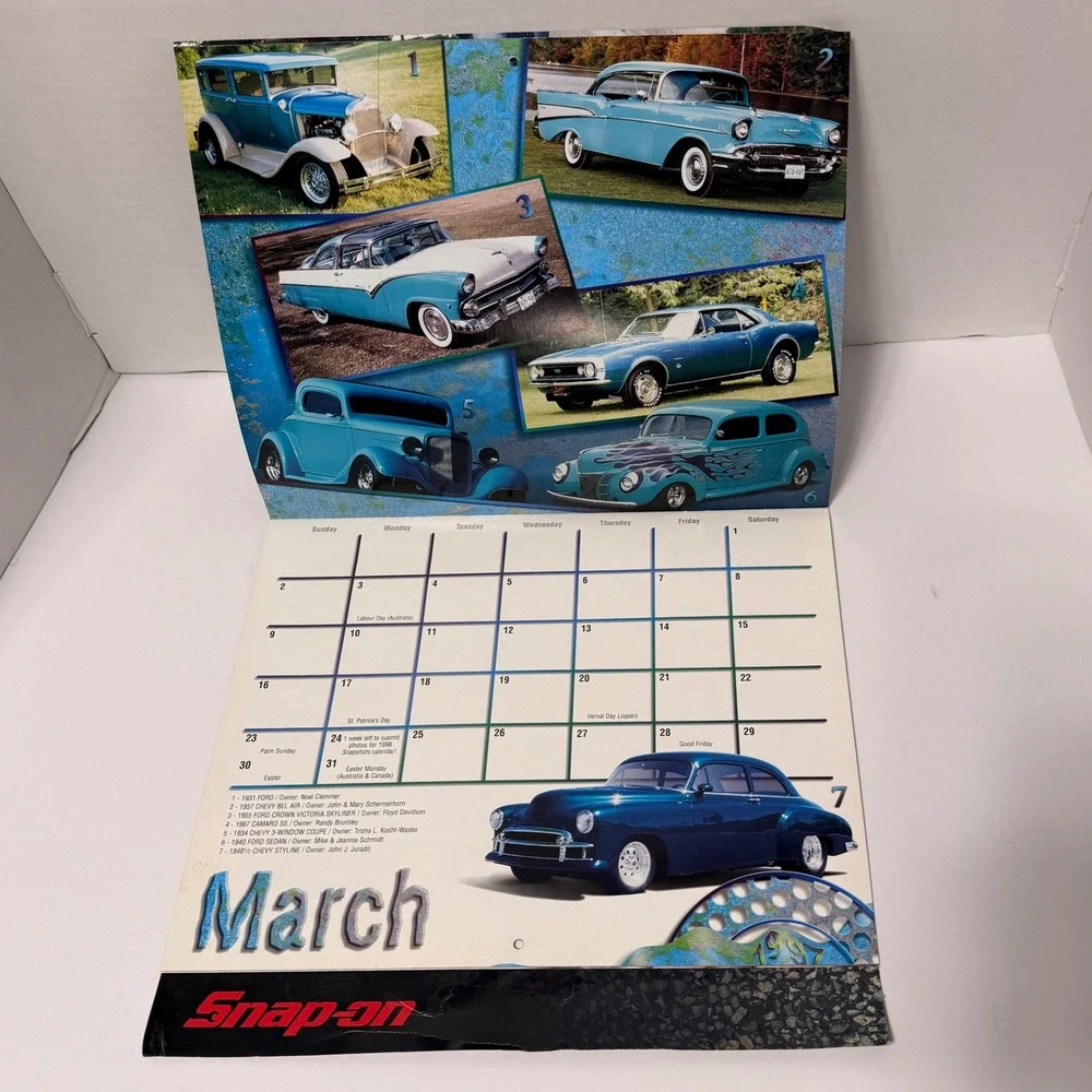 Vintage 1997 Snap-on Snapshots Classics and Customs Car Wall Calendar Hot Rods